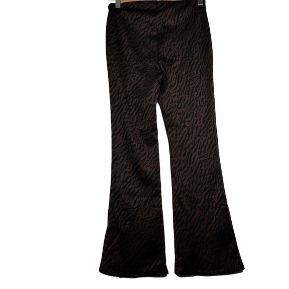 Zara Brown Animal Print Flare Pants M - Picture 7 of 10